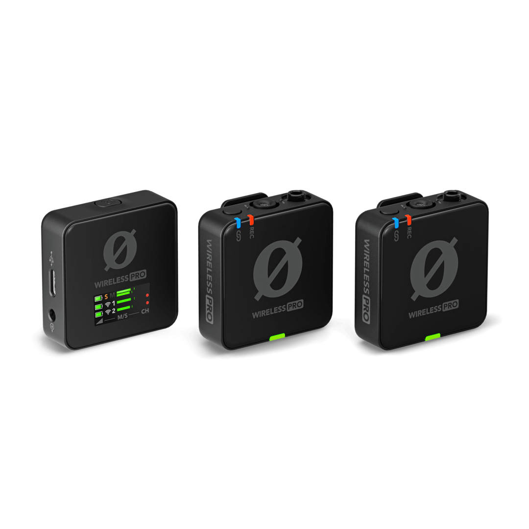 RØDE Wireless PRO Sistema de micrófono inalámbrico compacto con timecode, grabación interna 32 bits flotante, 2 micrófonos lavalier y estuche de carga inteligente para vídeo y contenido